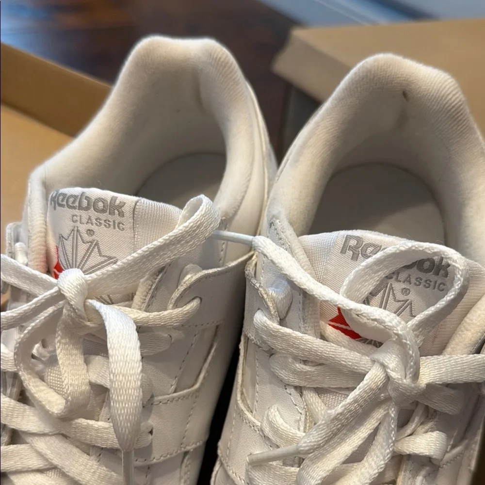 Reebok White Leather Sneakers with Gum Sole